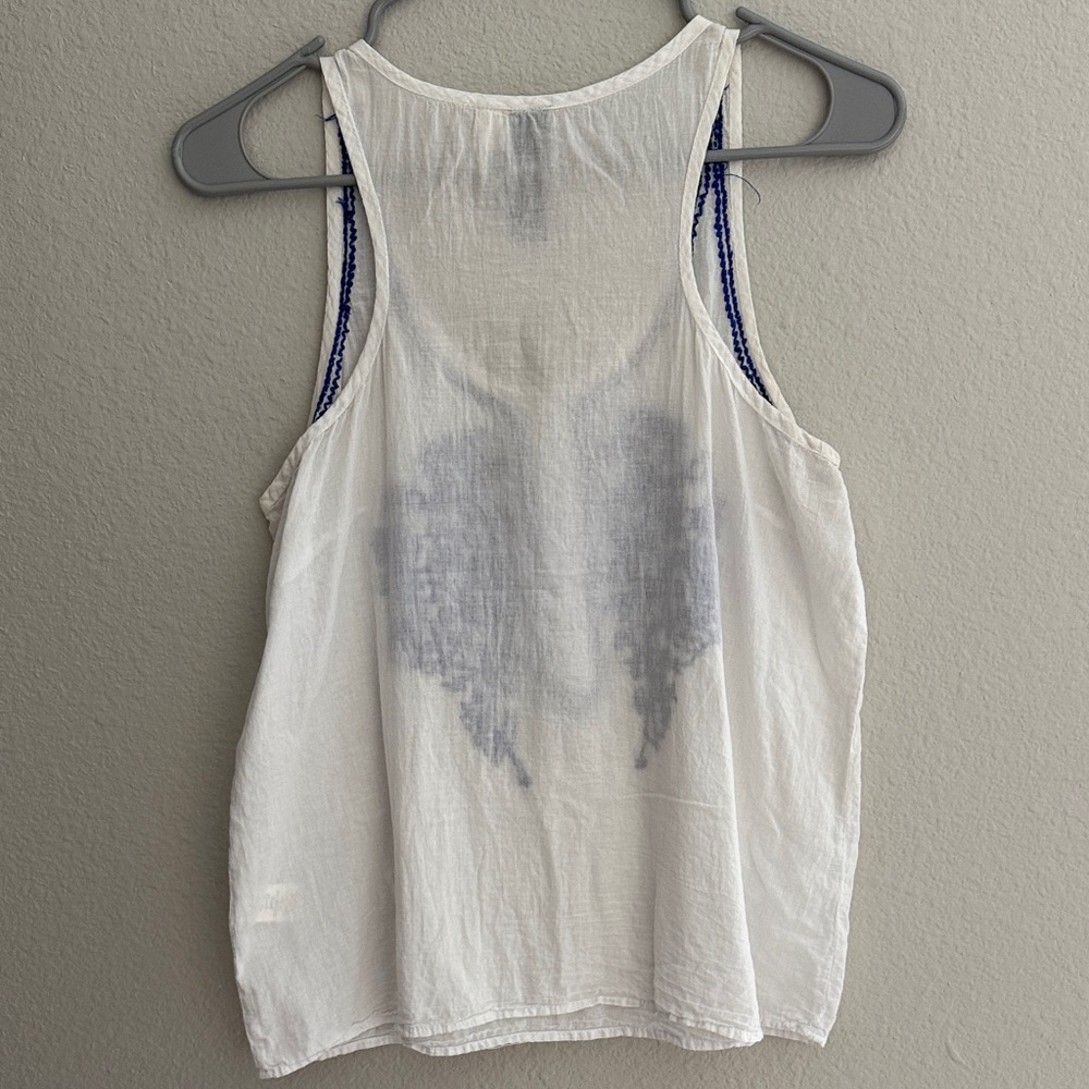 Embroidered White and Blue Women's Top - Picture 3 of 3